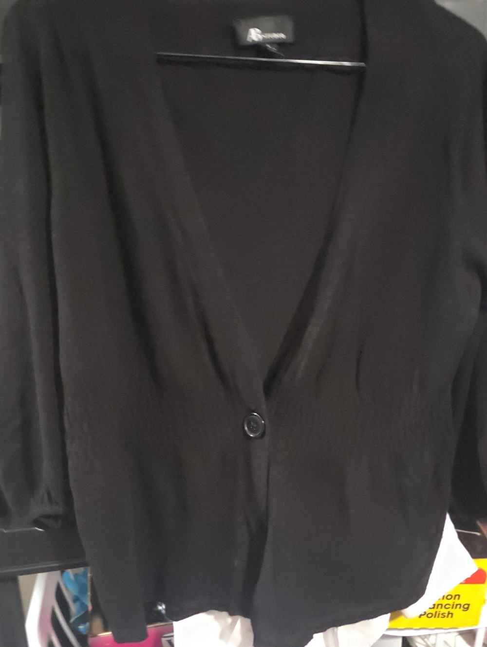 AB Studio Black V-Neck Single-Button Cardigan